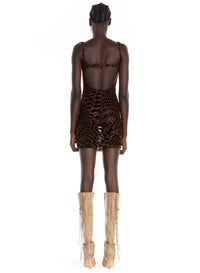 Robe en maille transparente étoilée - Nude & Noir