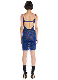 Robe maille transparente à étoiles - Noir & Royal Blue