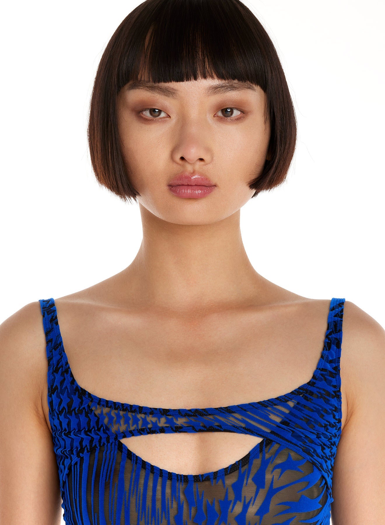 Robe maille transparente à étoiles - Noir & Royal Blue
