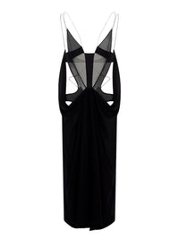 Robe drapée et suspendue autour d'un corsage - Noir