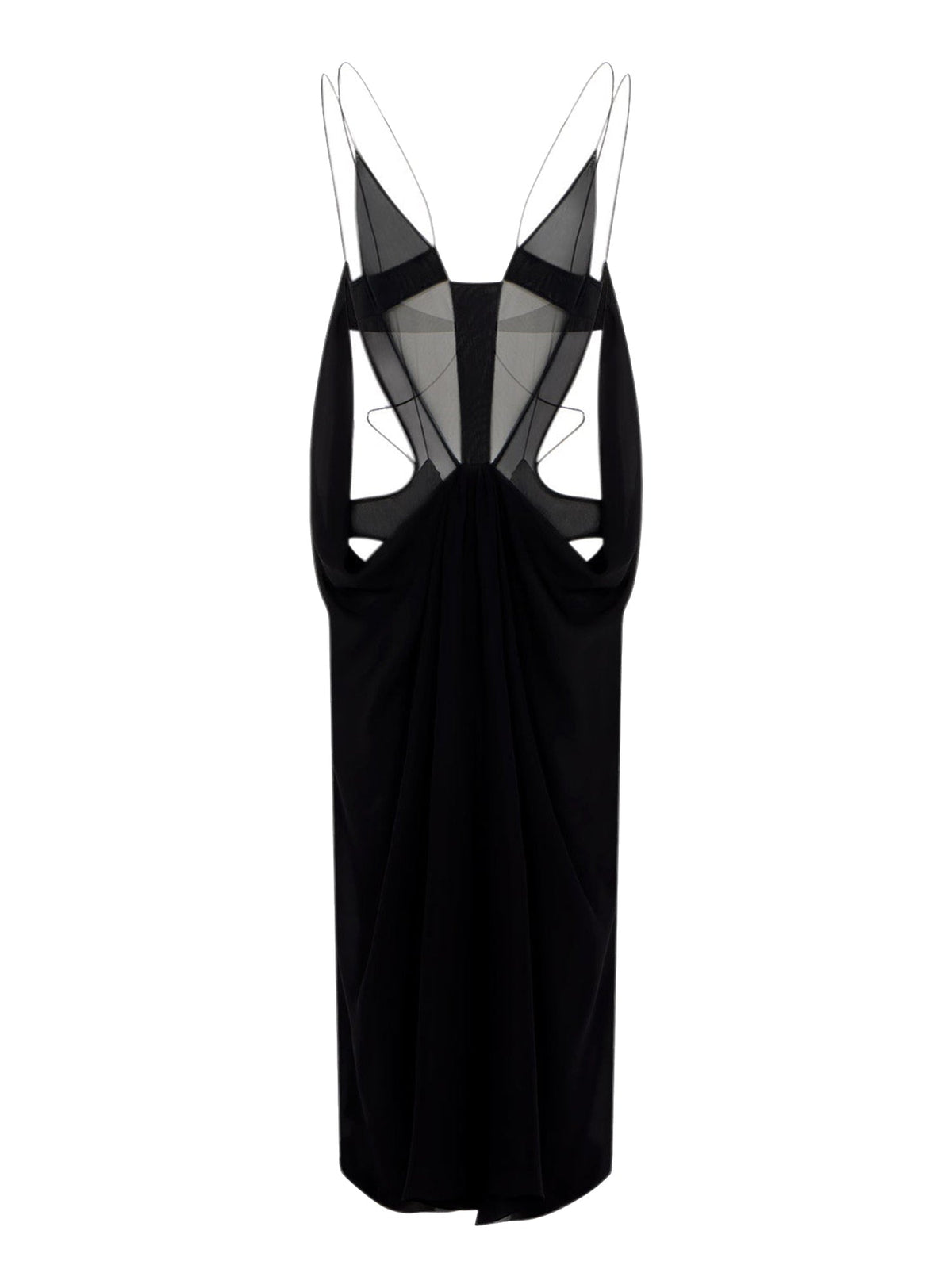 Robe drapée et suspendue autour d'un corsage - Noir