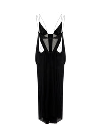 Robe drapée et suspendue autour d'un corsage - Noir