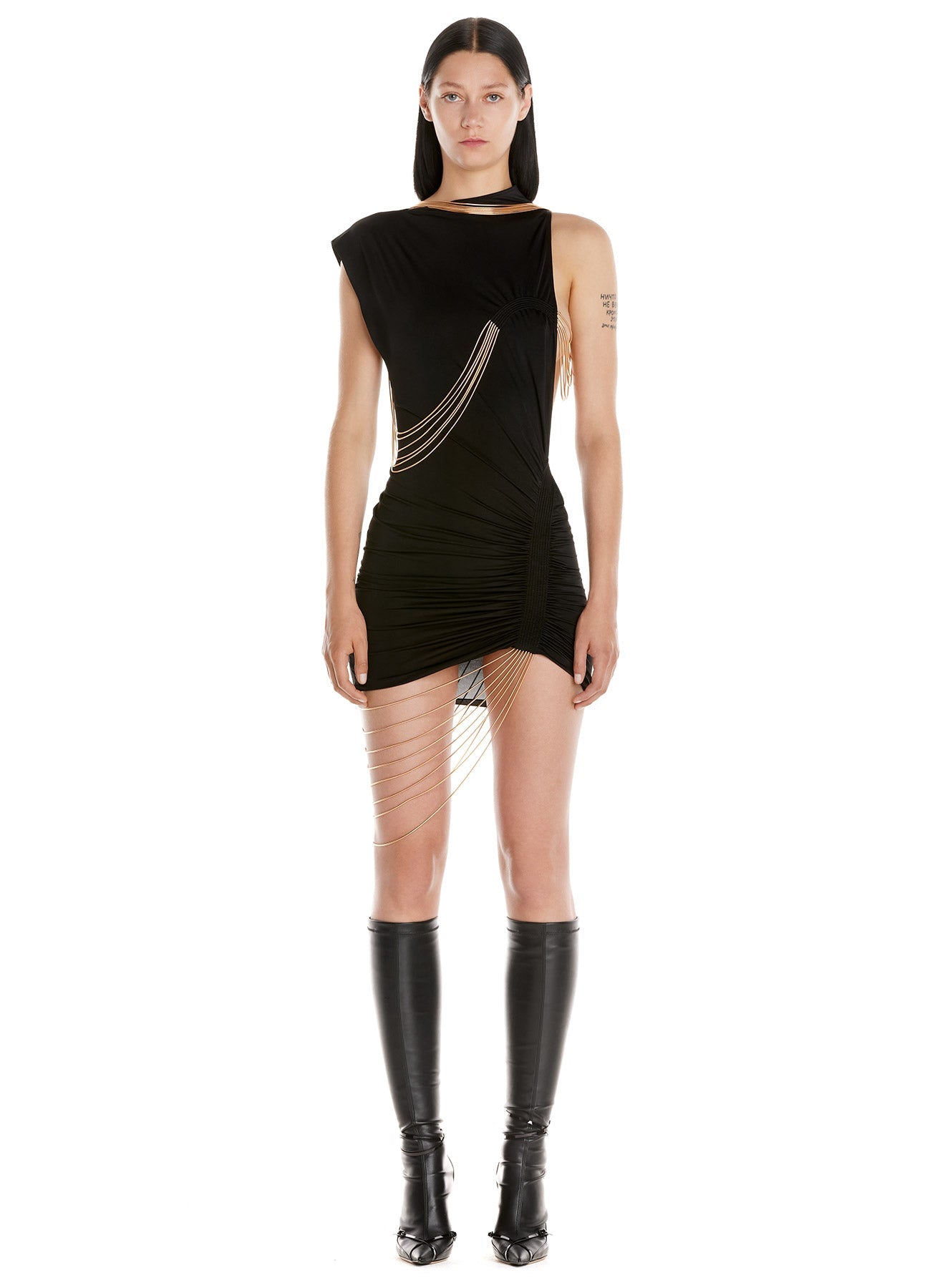Robe asymétrique bijoux  - Noir