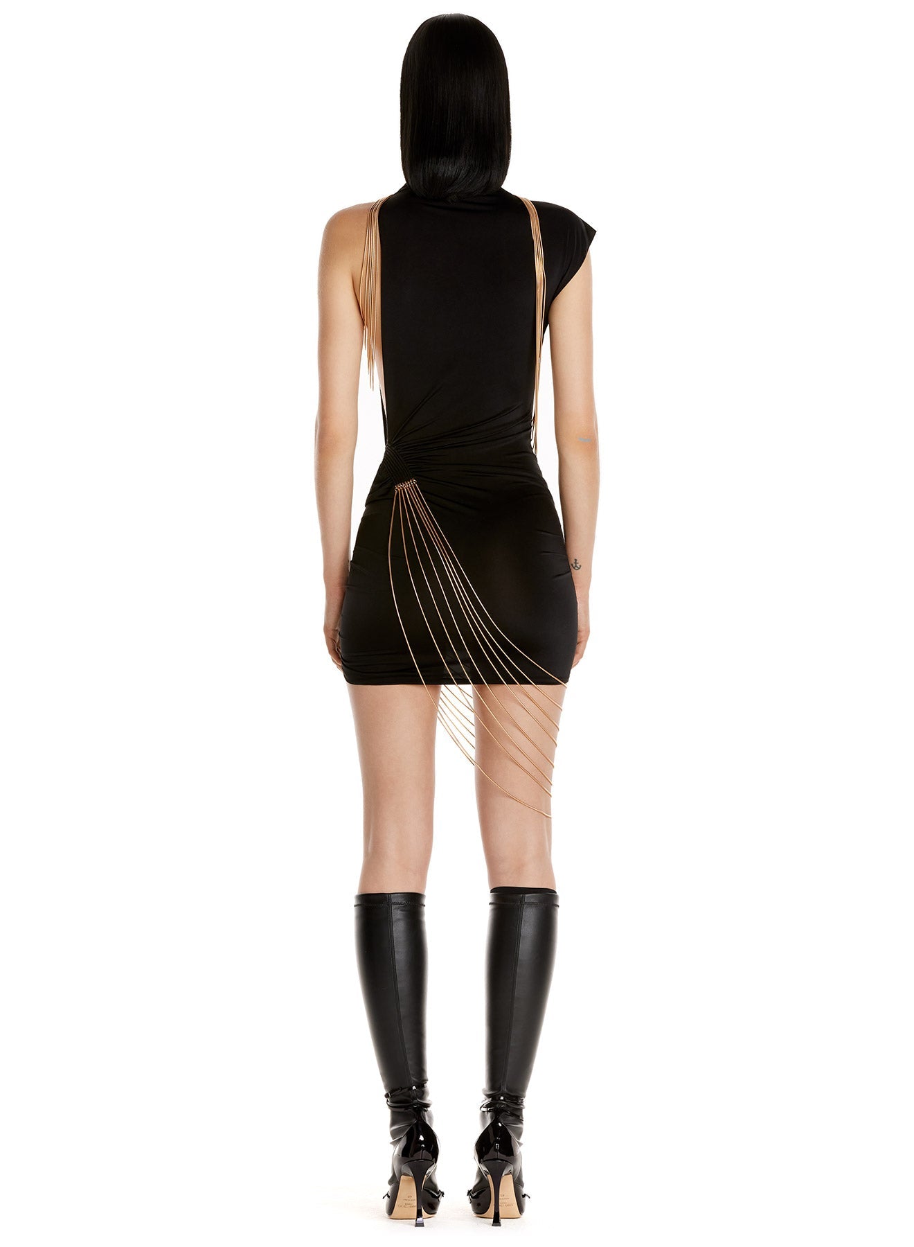 Robe asymétrique bijoux  - Noir