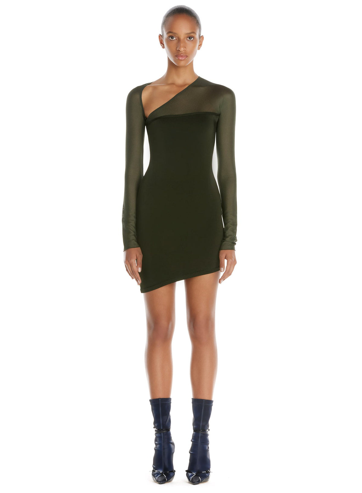 Robe en maille asymétrique - Military Green