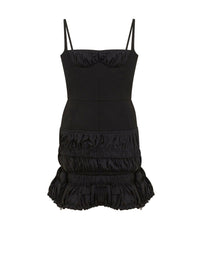 Robe courte froncée à bretelles - Noir