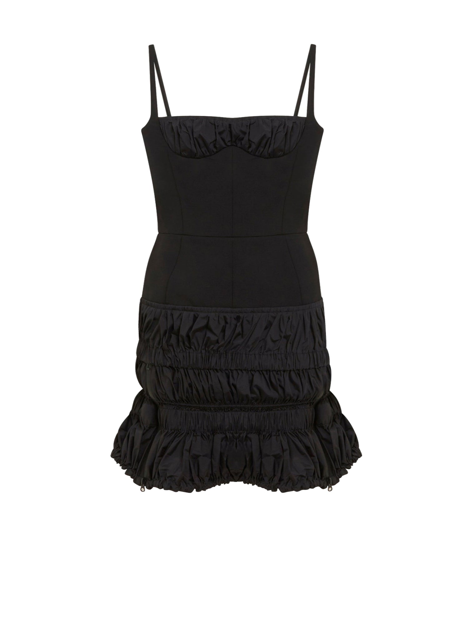 Robe courte froncée à bretelles - Noir