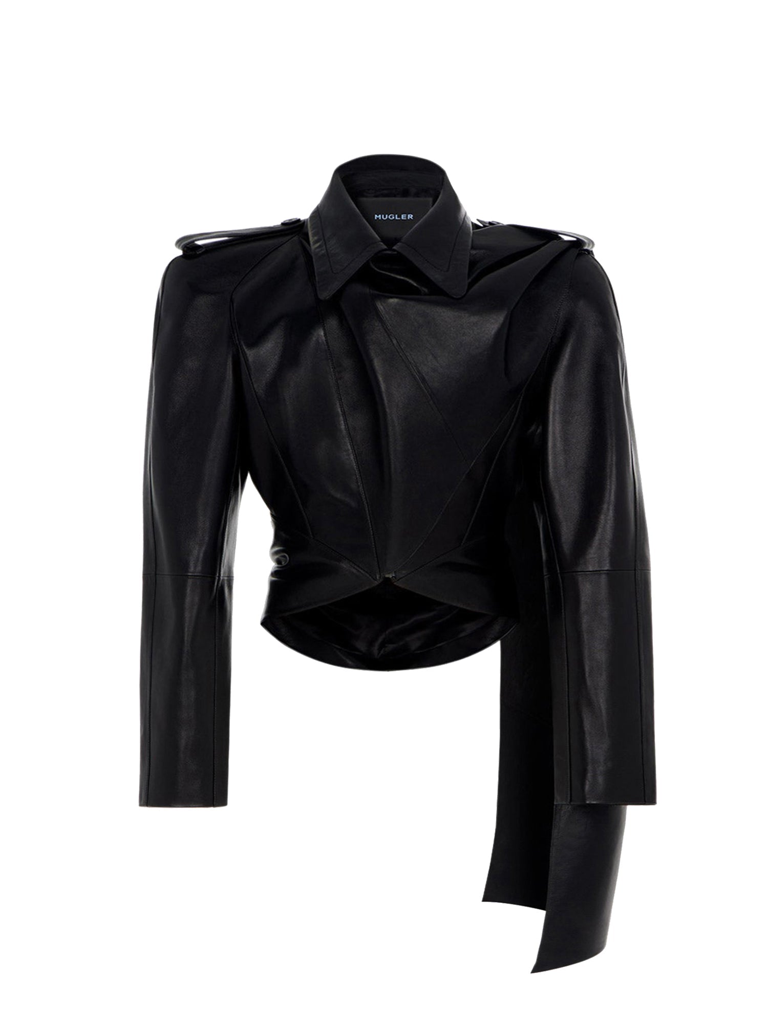 Blouson cuir asymétrique - Noir
