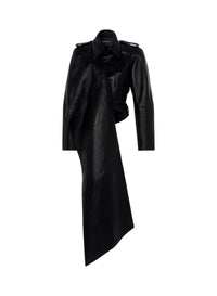 Blouson cuir asymétrique - Noir