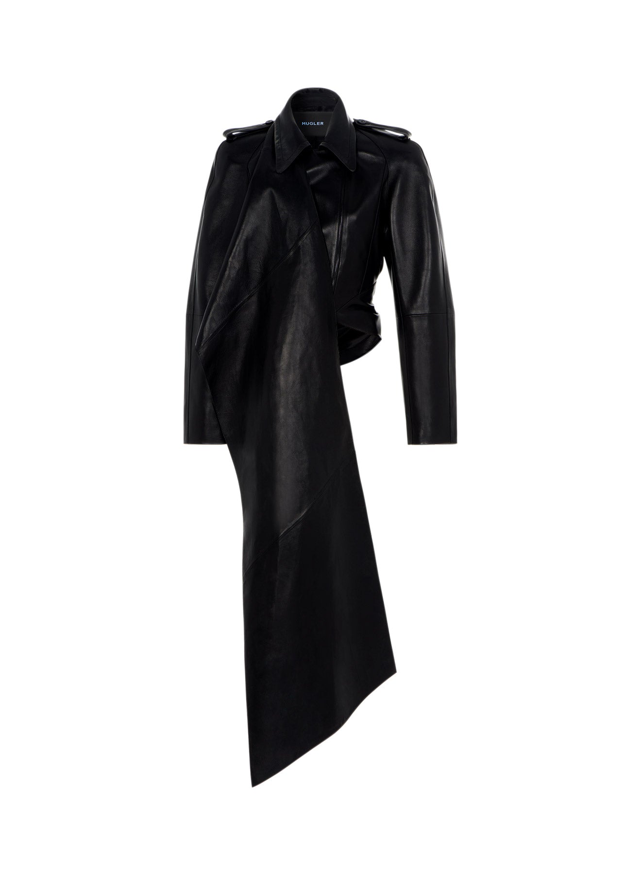 Blouson cuir asymétrique - Noir