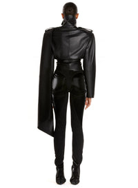 Blouson cuir asymétrique - Noir
