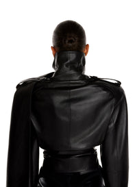 Blouson cuir asymétrique - Noir