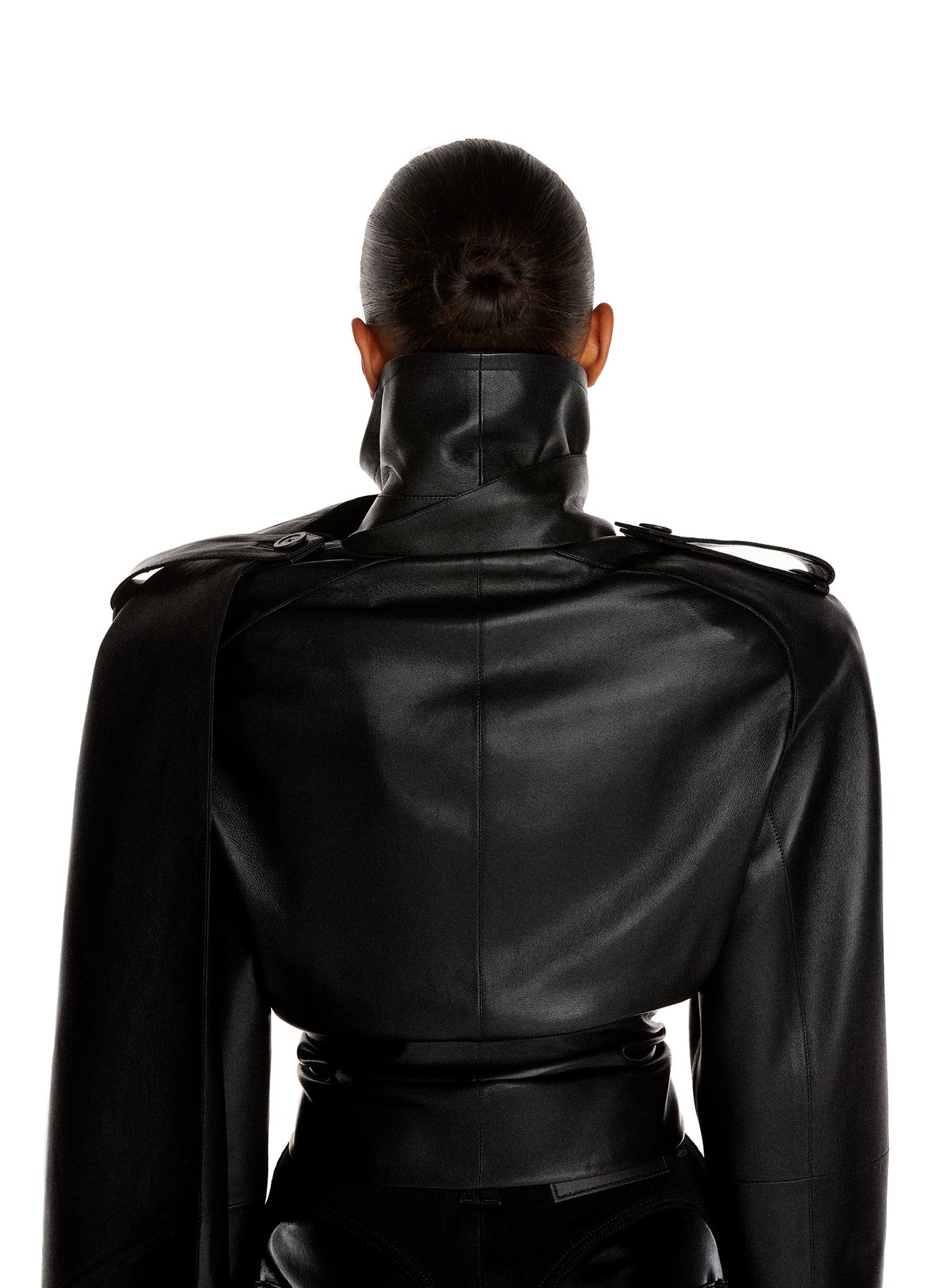 Blouson cuir asymétrique - Noir