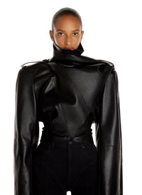 Blouson cuir asymétrique - Noir