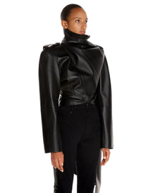 Blouson cuir asymétrique - Noir