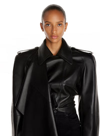 Blouson cuir asymétrique - Noir