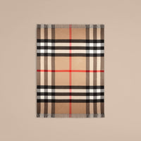 CAMEL CHECK Couverture en cachemire à motif check