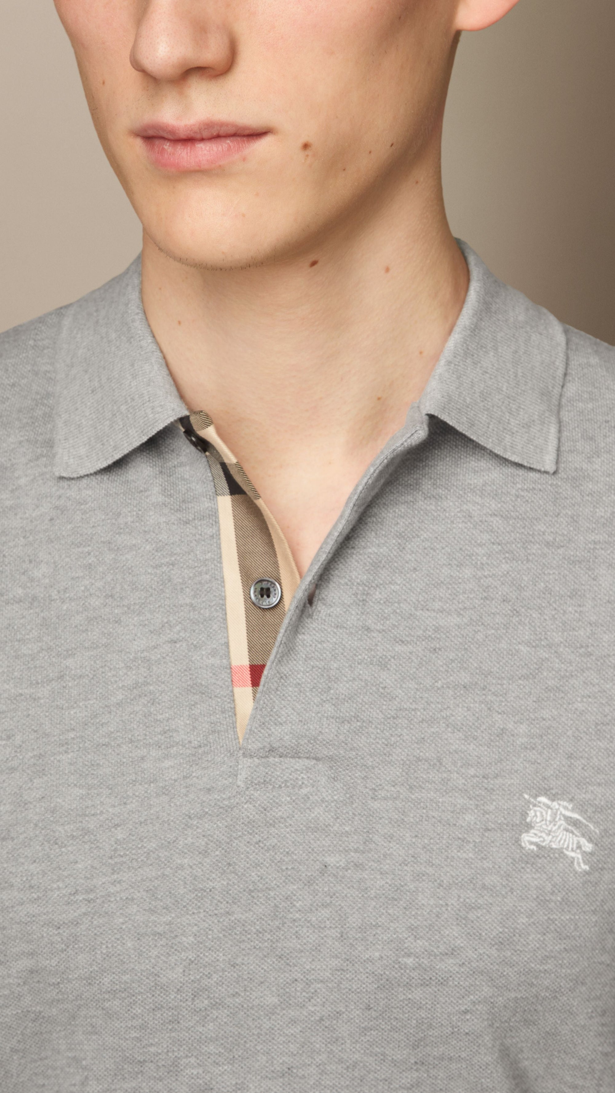 PALE GREY MELANGE Polo à manches longues