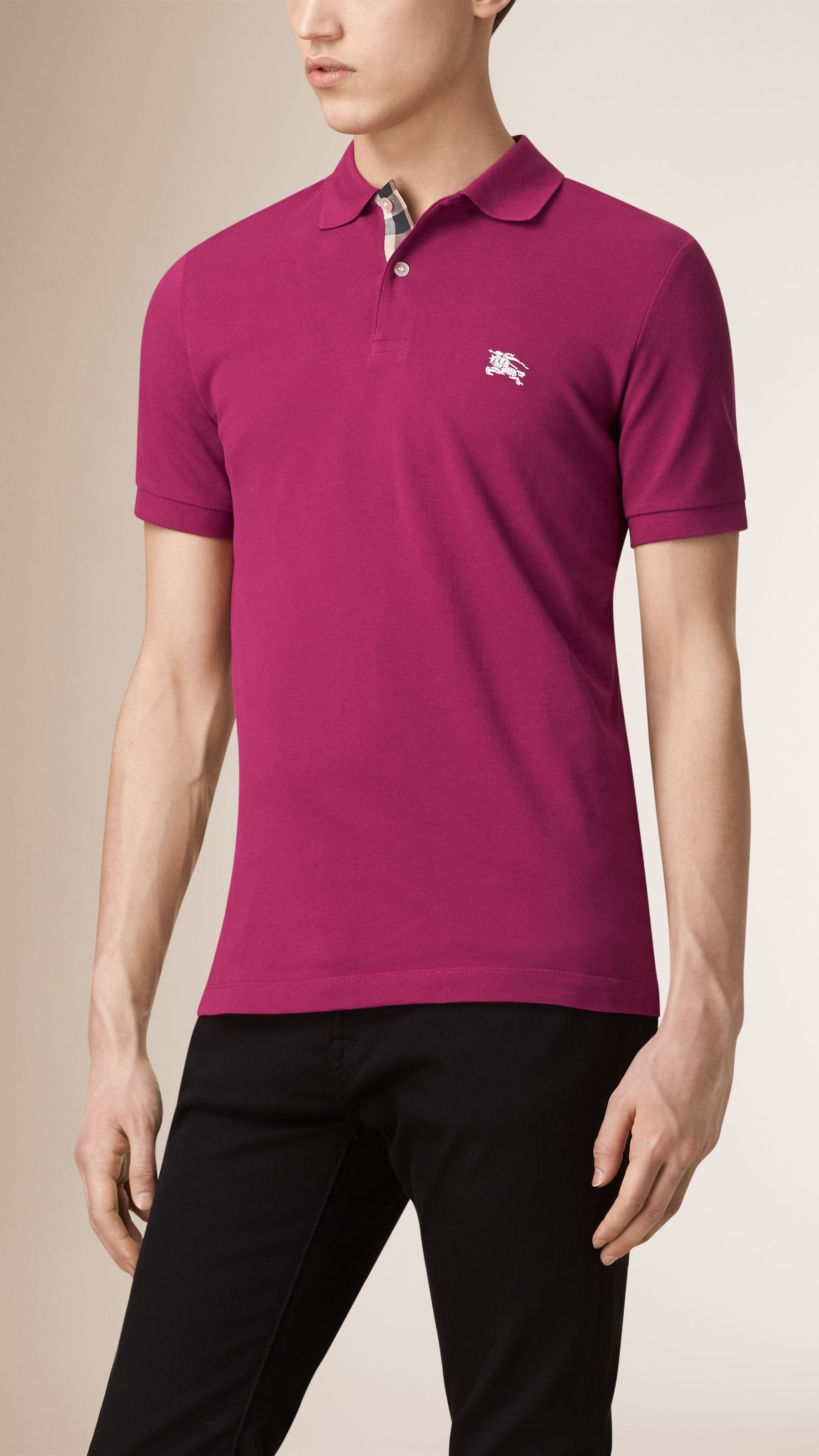 RASPBERRY SORBET Polo avec patte en check