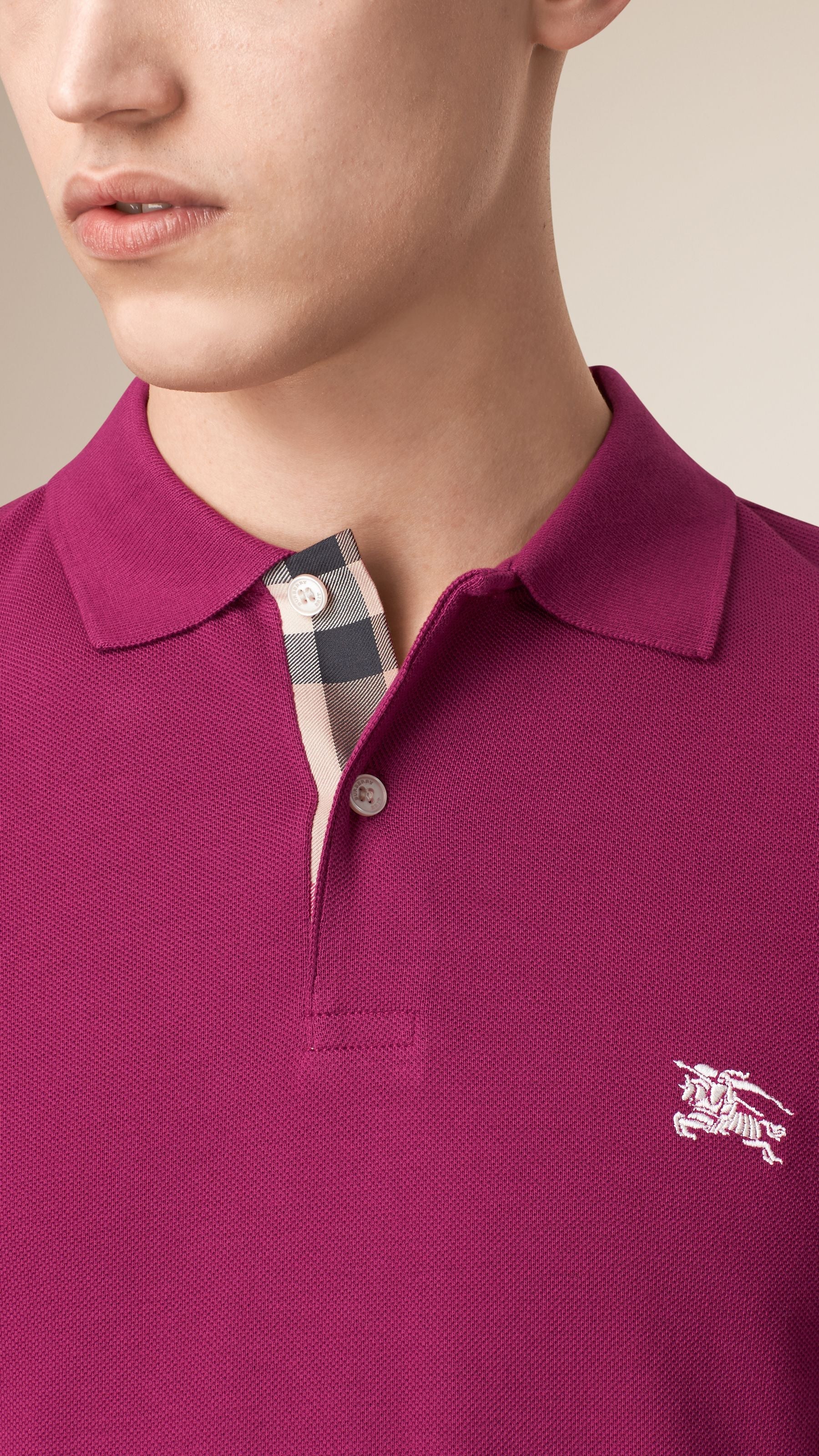 RASPBERRY SORBET Polo avec patte en check