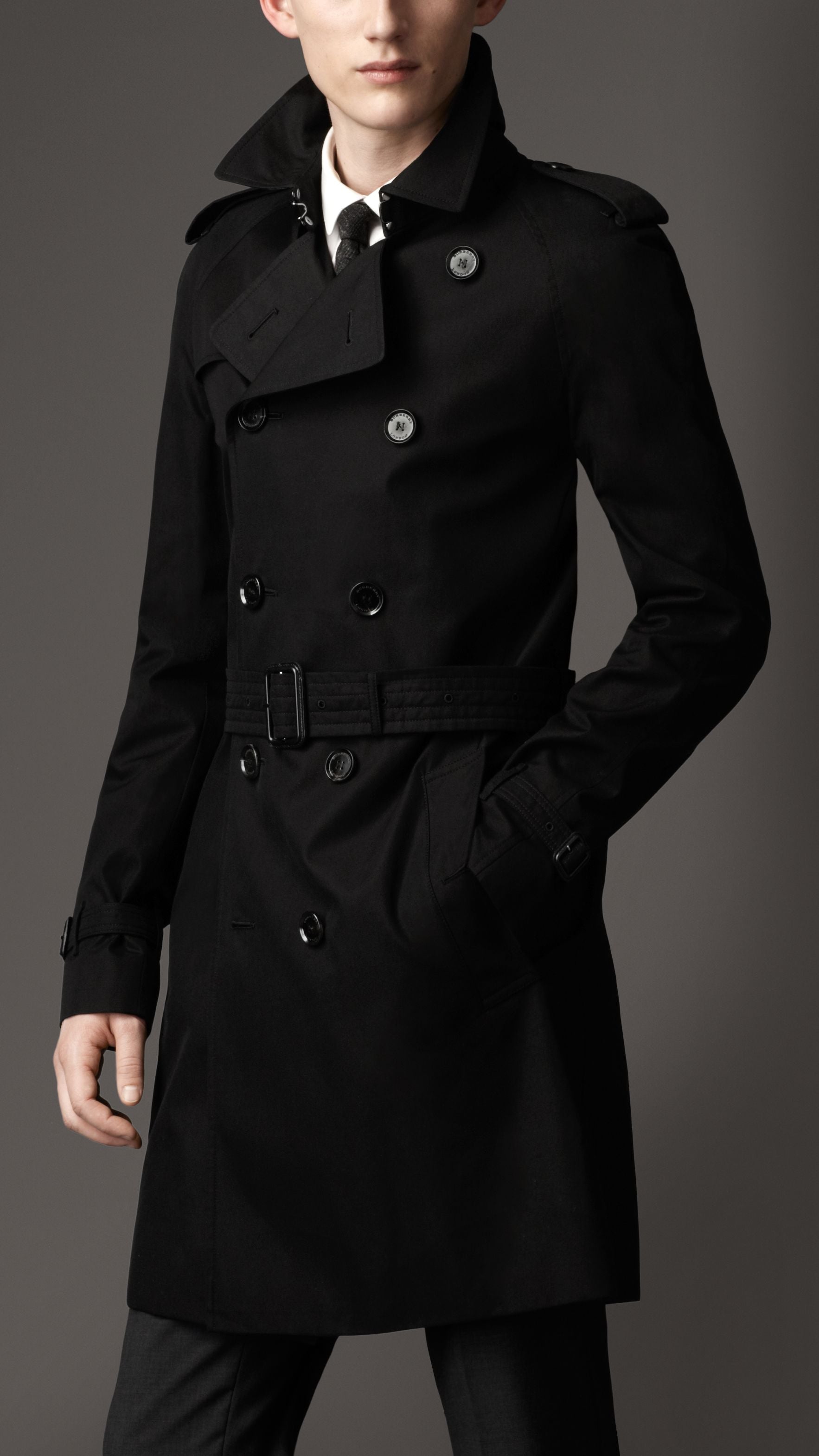 BLACK Trench-coat mi-long en gabardine de coton