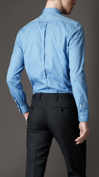 MID BLUE Chemise de coupe étroite en coton