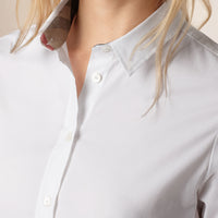 WHITE Chemise en coton extensible avec manchettes en check