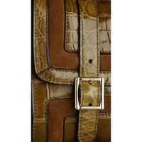 BRIGHT CAPER/TOBACC Petit sac à bandoulière en cuir velours et alligator