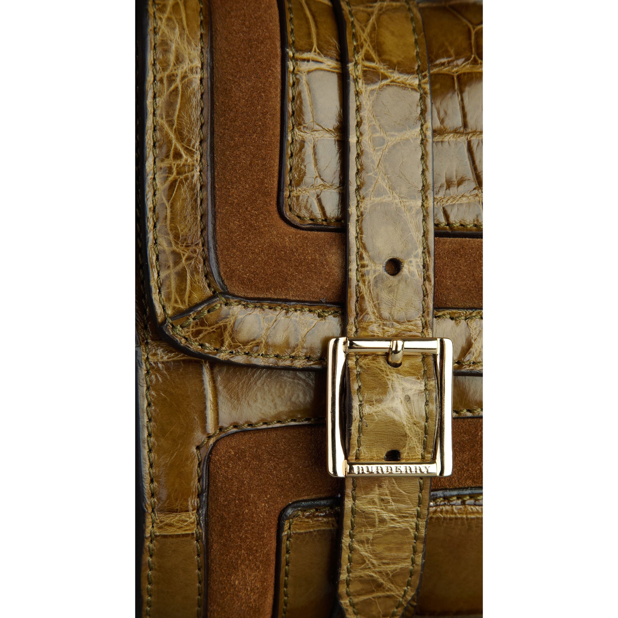BRIGHT CAPER/TOBACC Petit sac à bandoulière en cuir velours et alligator