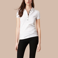 WHITE Polo avec patte à motif check