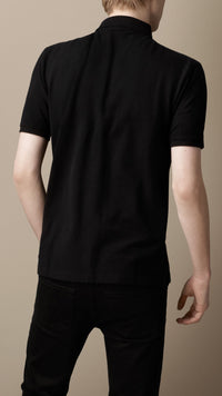 BLACK Polo avec patte en check