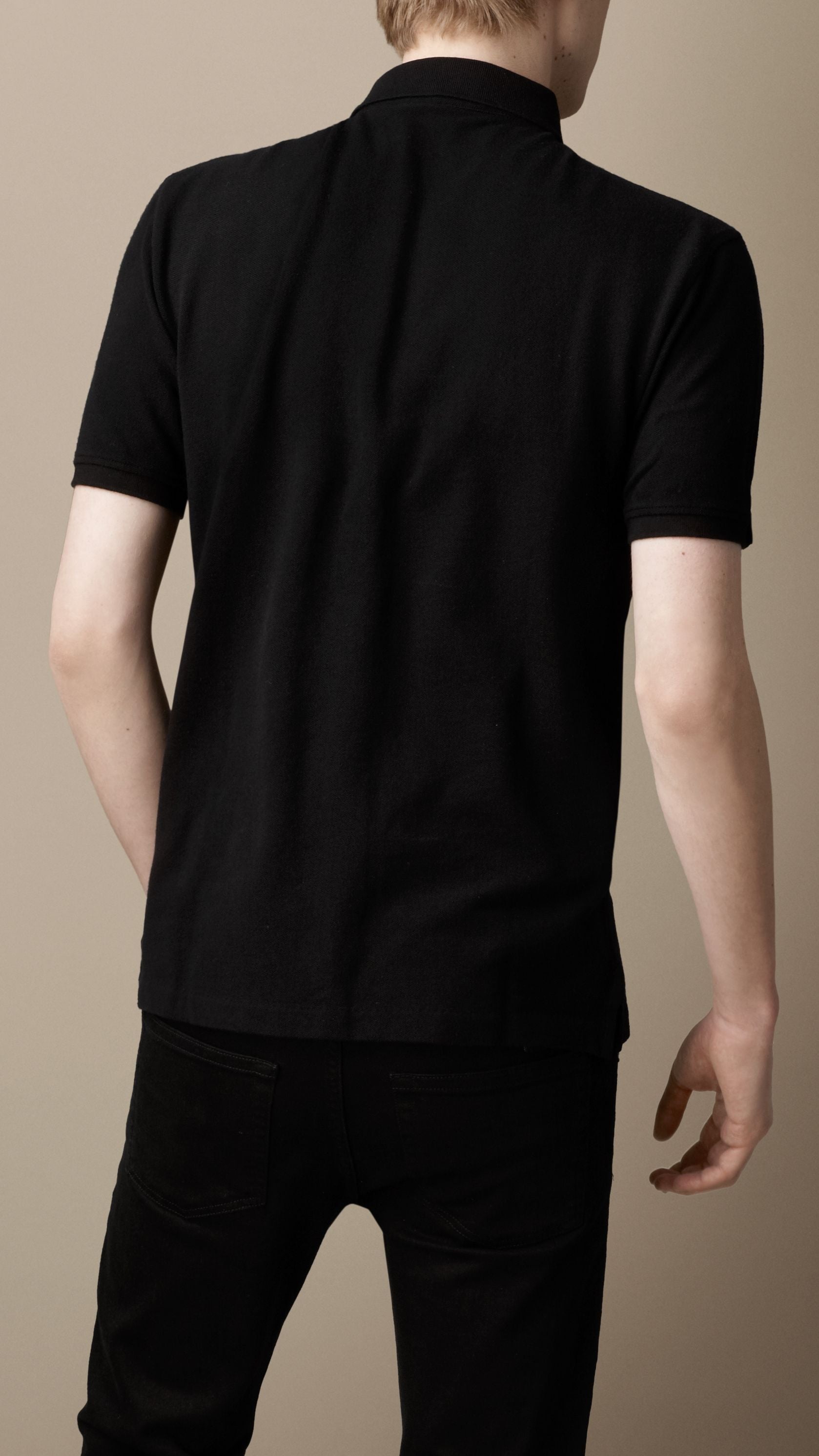 BLACK Polo avec patte en check