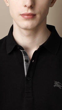 BLACK Polo avec patte en check