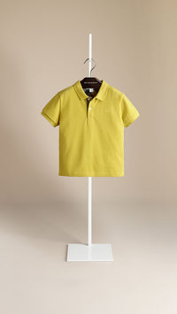 BRIGHT YELLOW Polo avec plaquette en check