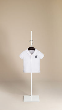 WHITE Polo à plaquette en check