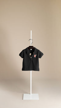 NAVY Polo à plaquette en check