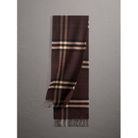 DKCHESTNUT BROWN CK Écharpe en cachemire à motif check classique