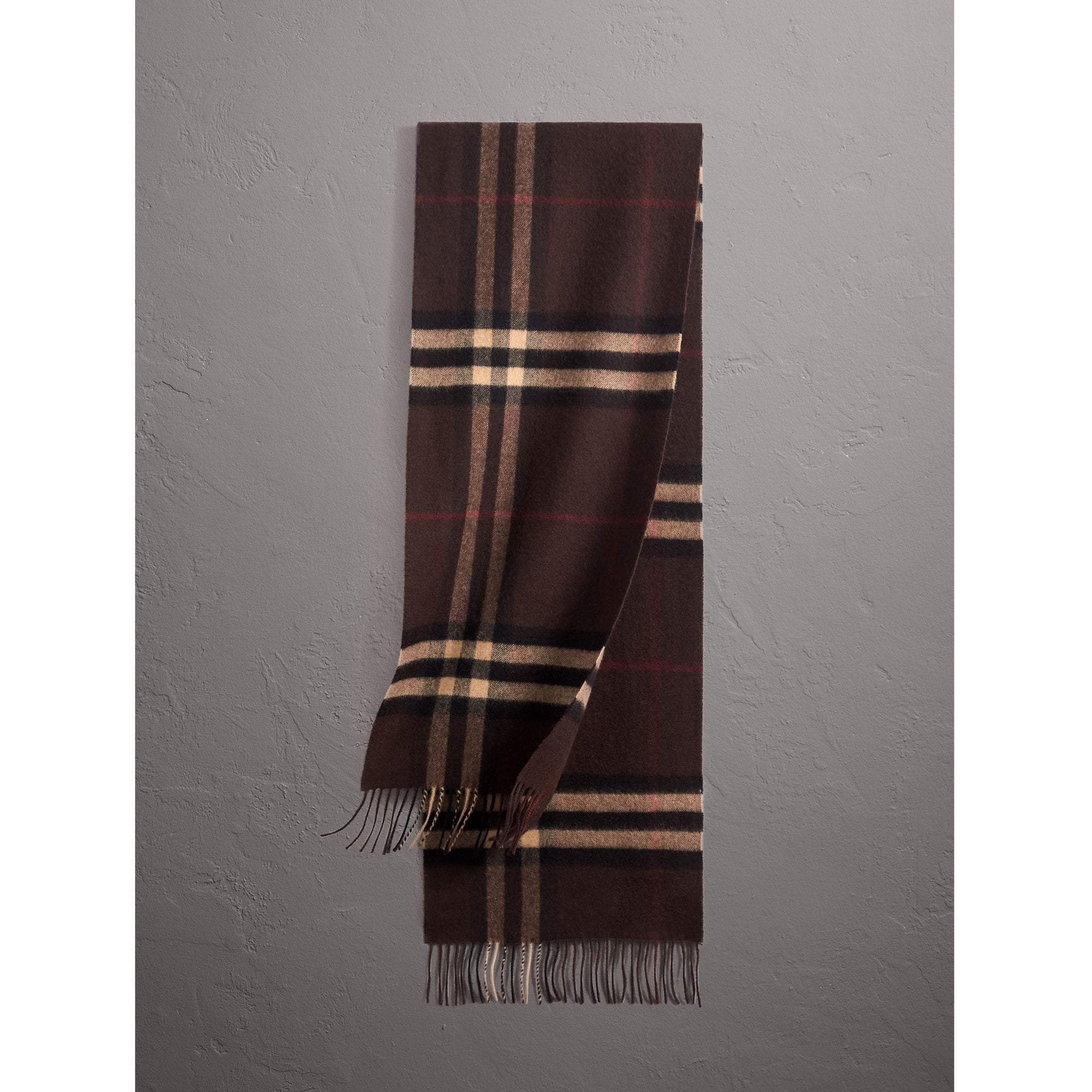DKCHESTNUT BROWN CK Écharpe en cachemire à motif check classique
