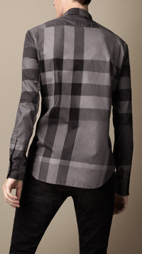 CHARCOAL Chemise en coton à motif Giant exploded check