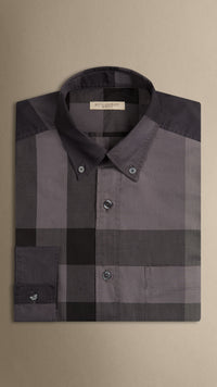 CHARCOAL Chemise en coton à motif Giant exploded check