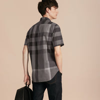 CHARCOAL Chemise en coton à manches courtes avec motif check
