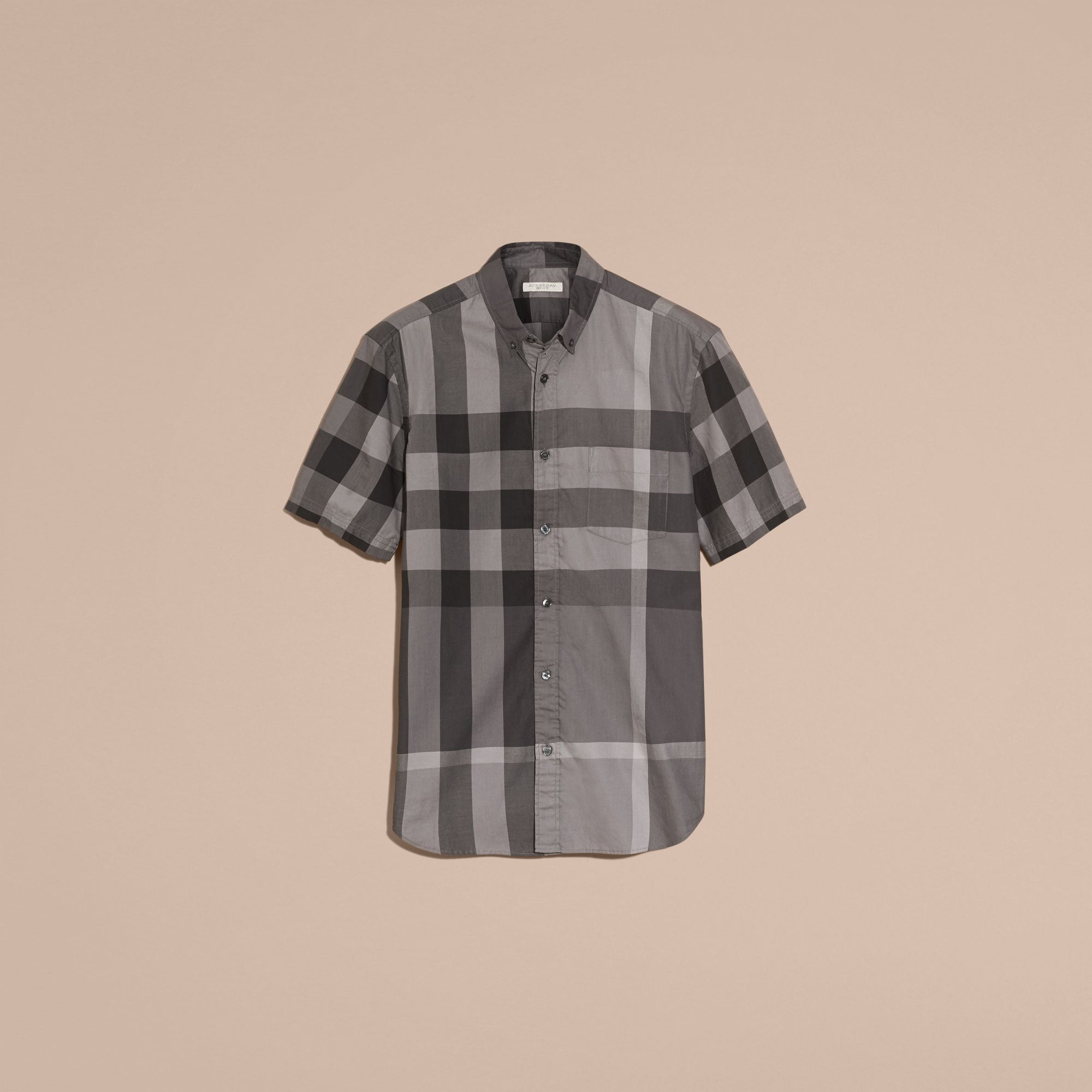 CHARCOAL Chemise en coton à manches courtes avec motif check