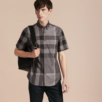 CHARCOAL Chemise en coton à manches courtes avec motif check