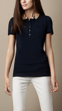 NAVY Polo avec col en check