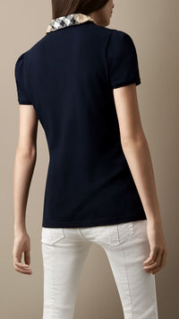 NAVY Polo avec col en check