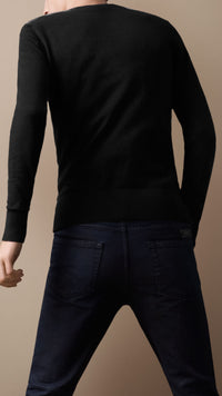 BLACK Pull en cachemire et coton avec touches de check