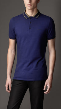 BRIGHT INDIGO Polo avec col rayé