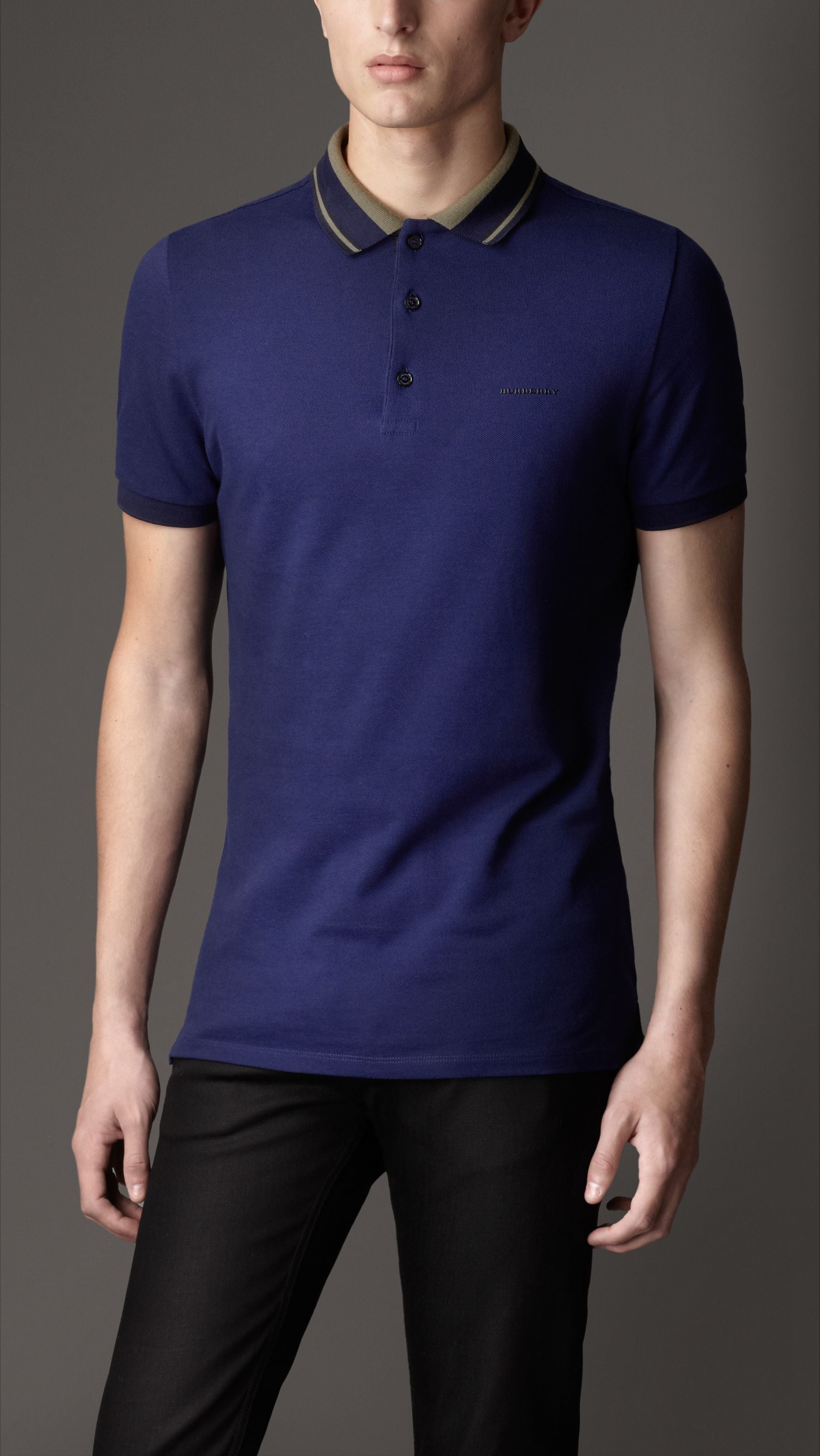 BRIGHT INDIGO Polo avec col rayé