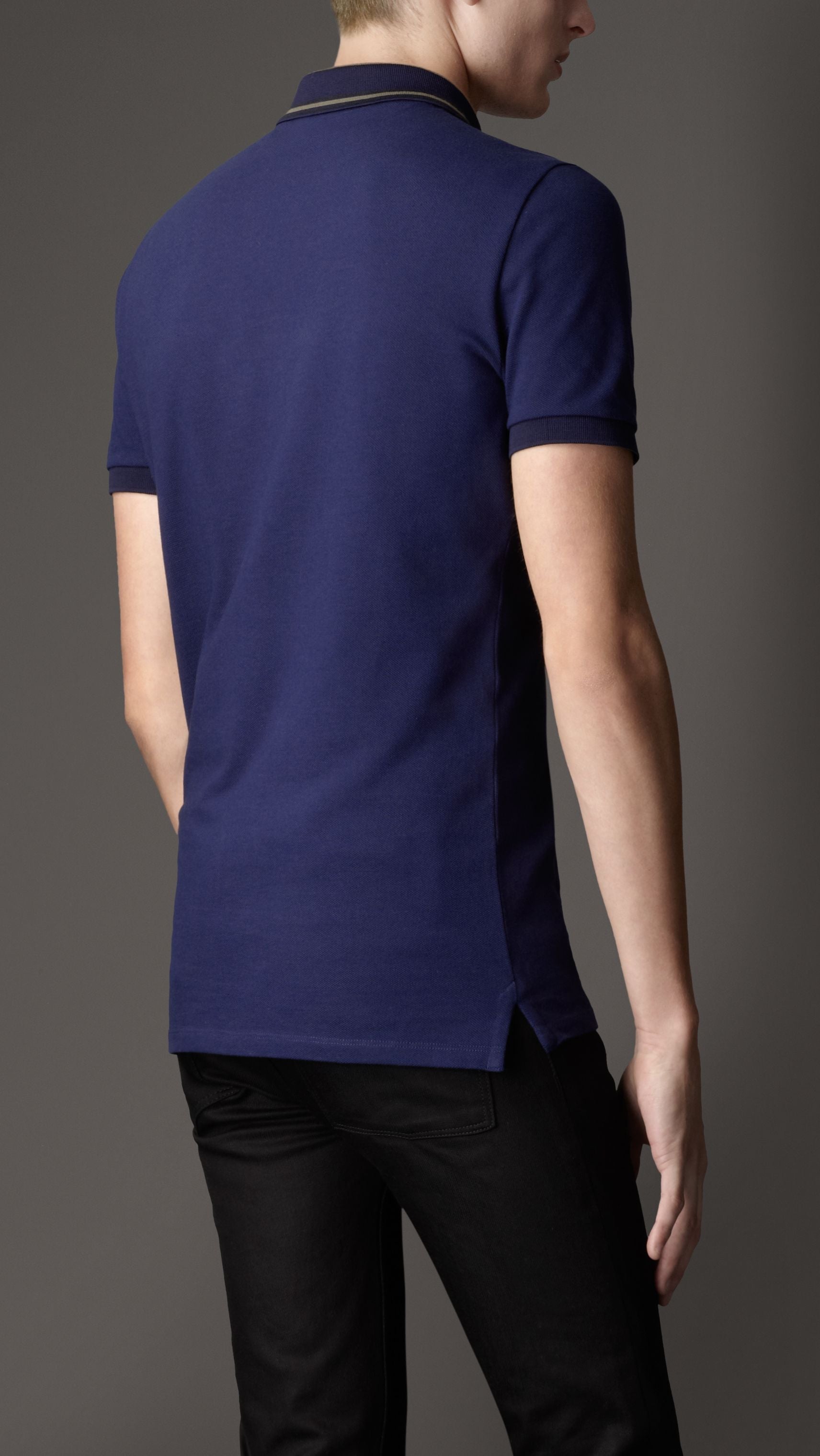 BRIGHT INDIGO Polo avec col rayé
