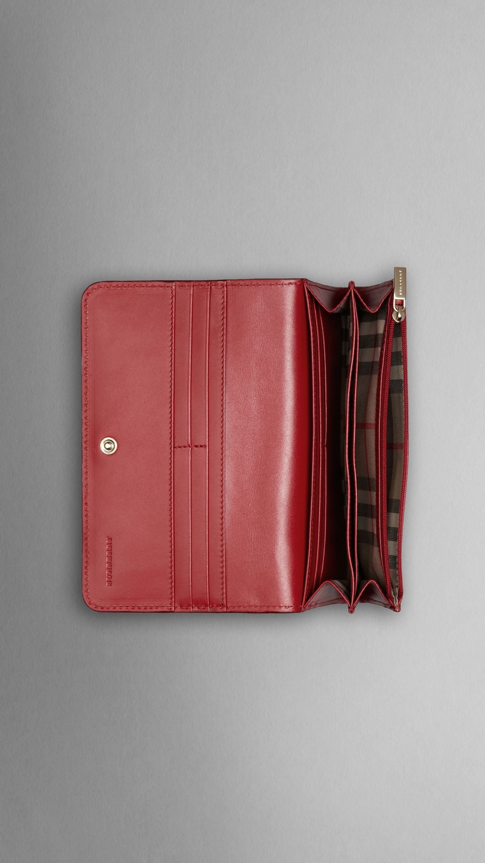 MILITARY RED Portefeuille continental en cuir grainé